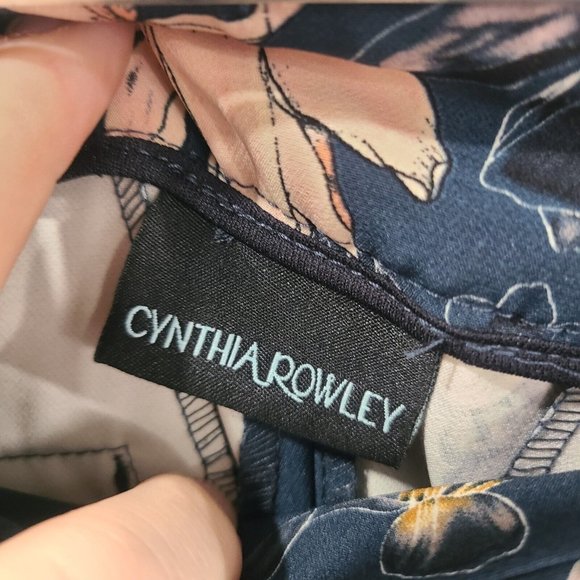 Cynthia Rowley Floral Pants Blue Style D2604 pull on - Picture 5 of 10